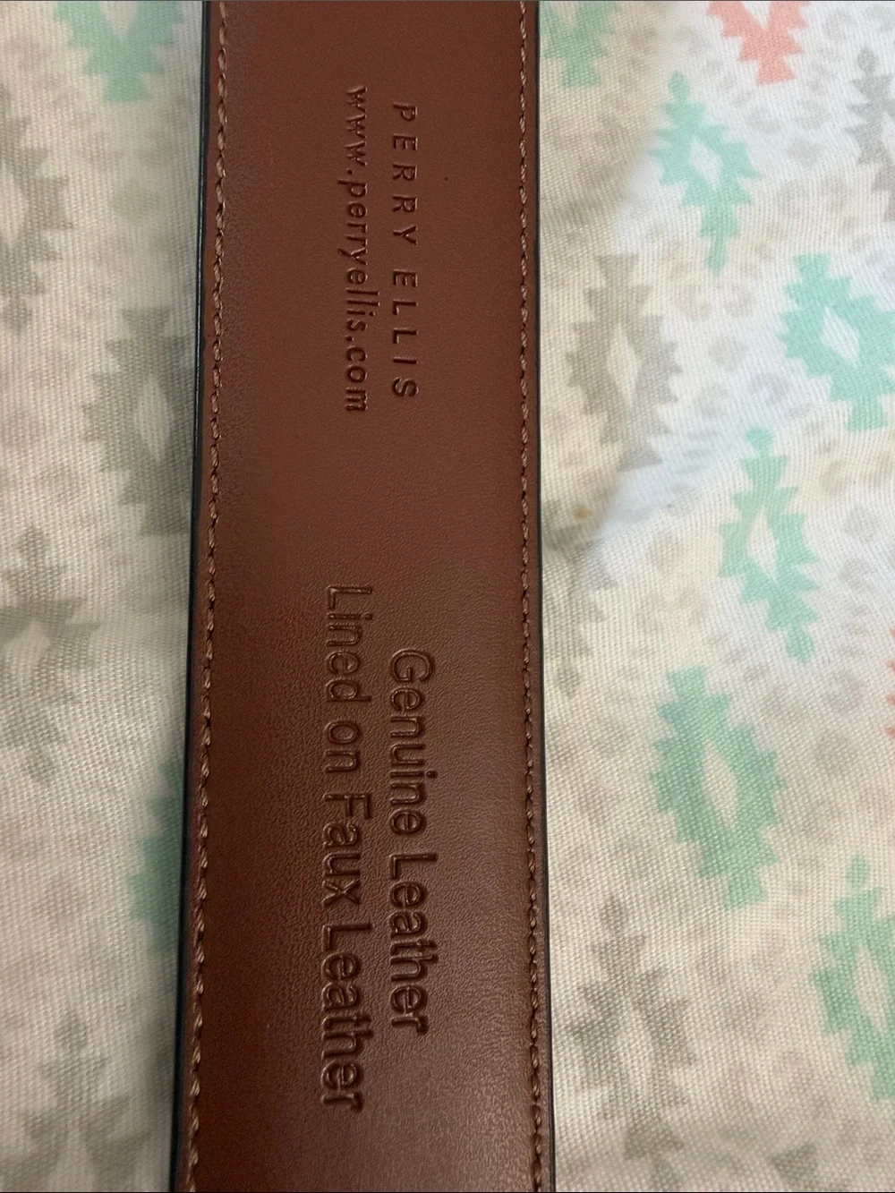 Perry Ellis Black and Brown Reversible Leather Belt with Silver Buckle